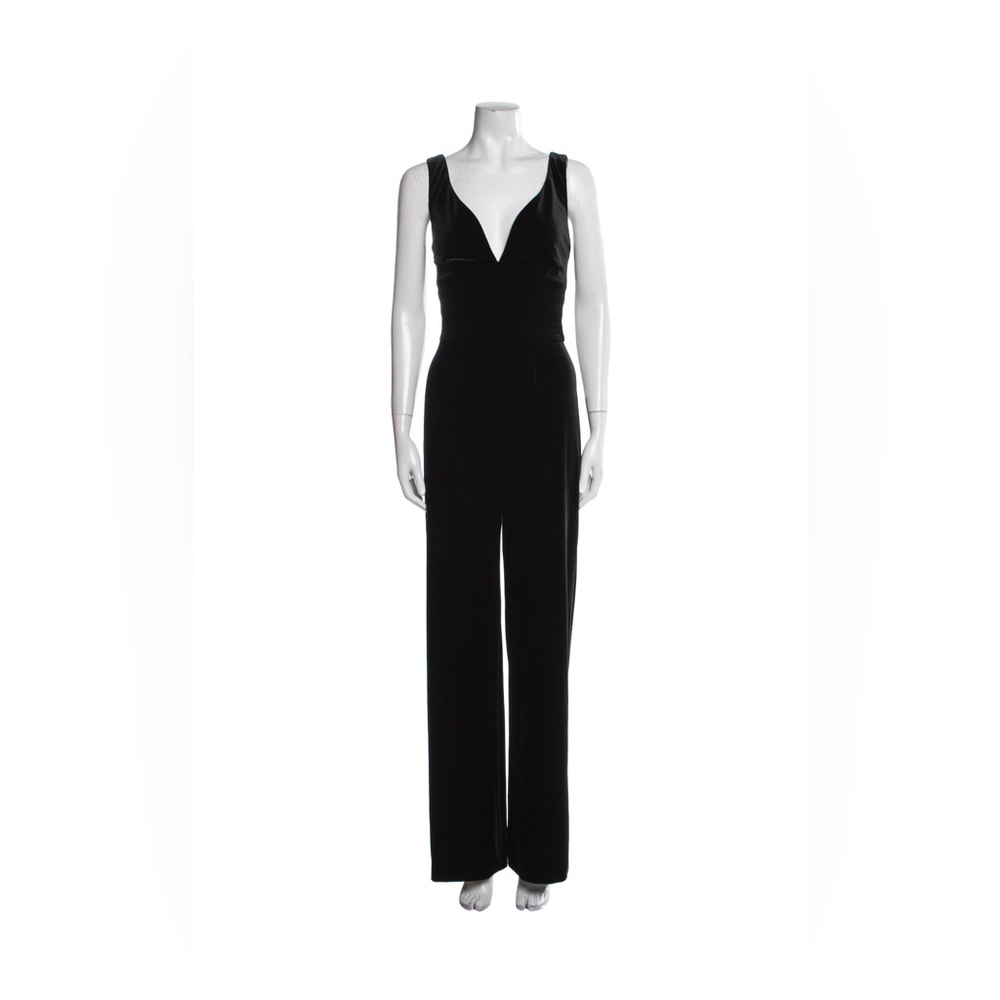 Sophisticated L’Agence Black Jumpsuit with Wide-Leg and deep sexy V-Neck 0  XS